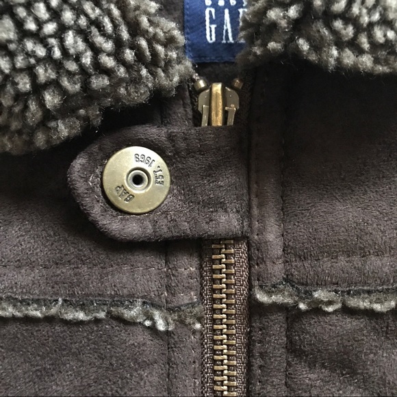 Baby Gap Faux Suede Sherpa Lined Jacket Kids Size 2T Brown Aviator Warm - Picture 3 of 15